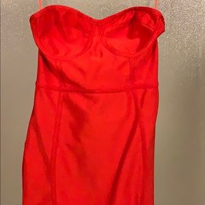Pretty little thing strapless red dress